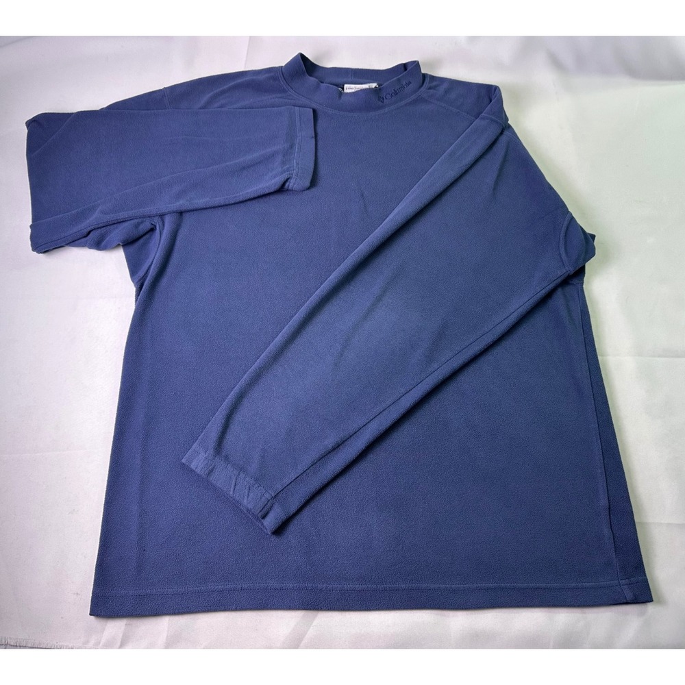 Columbia Mens Fleece Pullover Long Sleeve Blue Mock Neck Outdoor Hiking Size L